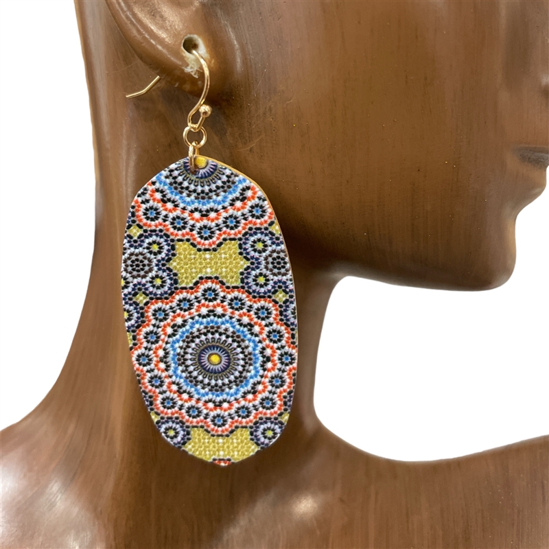 CIE2089-BY TRIVAL BLUE & YELLOW WOODEN EARRINGS