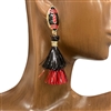 CIE2253BR  FOOTBALL BLACK/RED EARRINGS