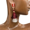 CIE2253BW FOOTBALL BURGUNDY/WHITE EARINGS