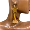 CIE2355G  GOLD  STAR & TINSEL TASSEL EARRINGS