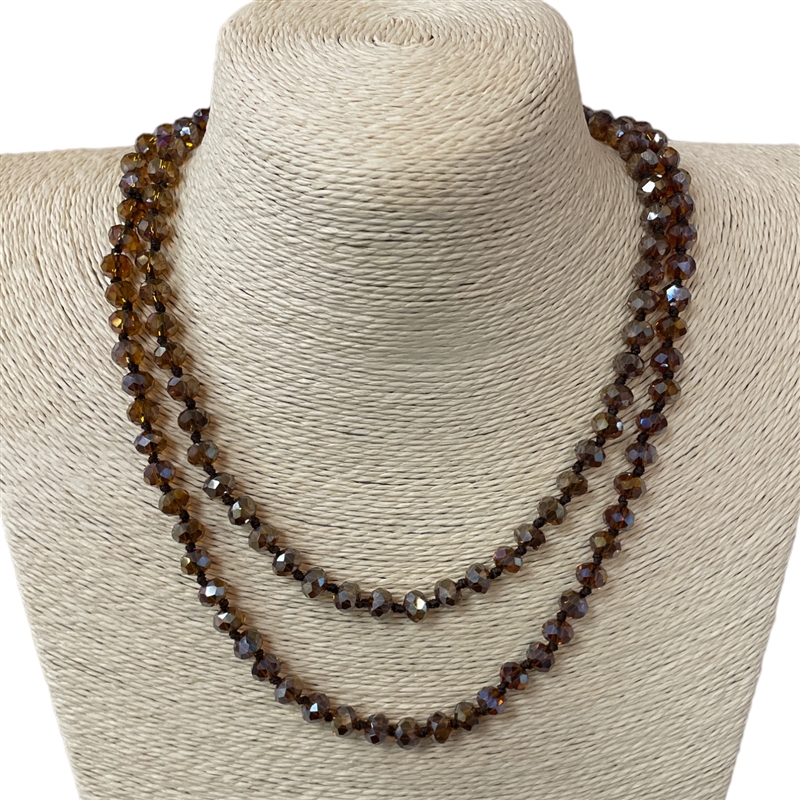 CN368DCB 36'' 8MM DARK CLEAR BROWN CRYSTAL NECKLACE