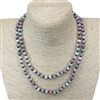 CN368GM  36" 8MM GREEN & PURPLE MIX CRYSTAL NECKLACE