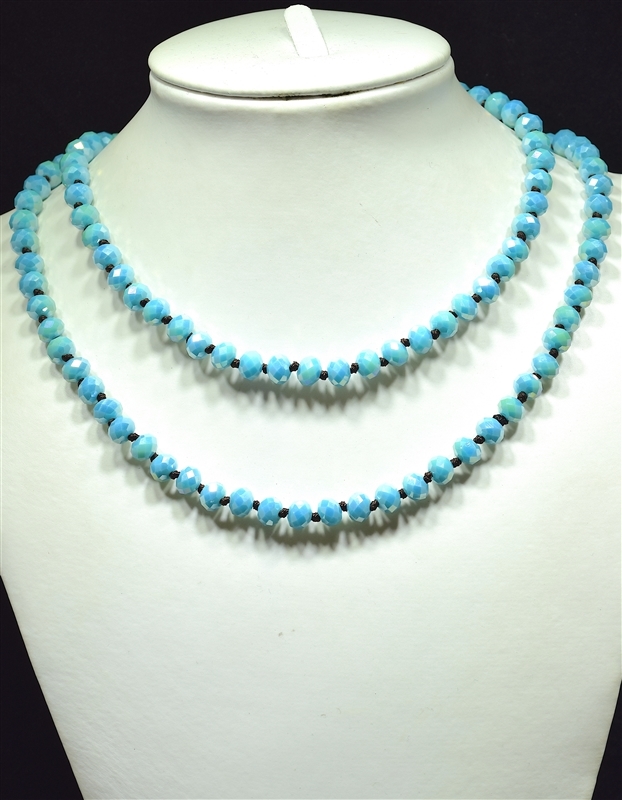 CN368GPB 36'' 8MM PASTEL BLUE CRYSTAL NECKLACE