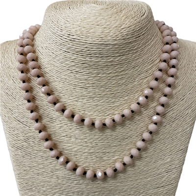 CN368GPE 36'' 8MM PEACH CRYSTAL NECKLACE