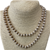 CN368MB  36" 8MM MATTE  BEIGE  CRYSTAL NECKLACE