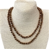 CN368MCB  36" 8MM METALLIC BROWN CRYSTAL NECKLACE