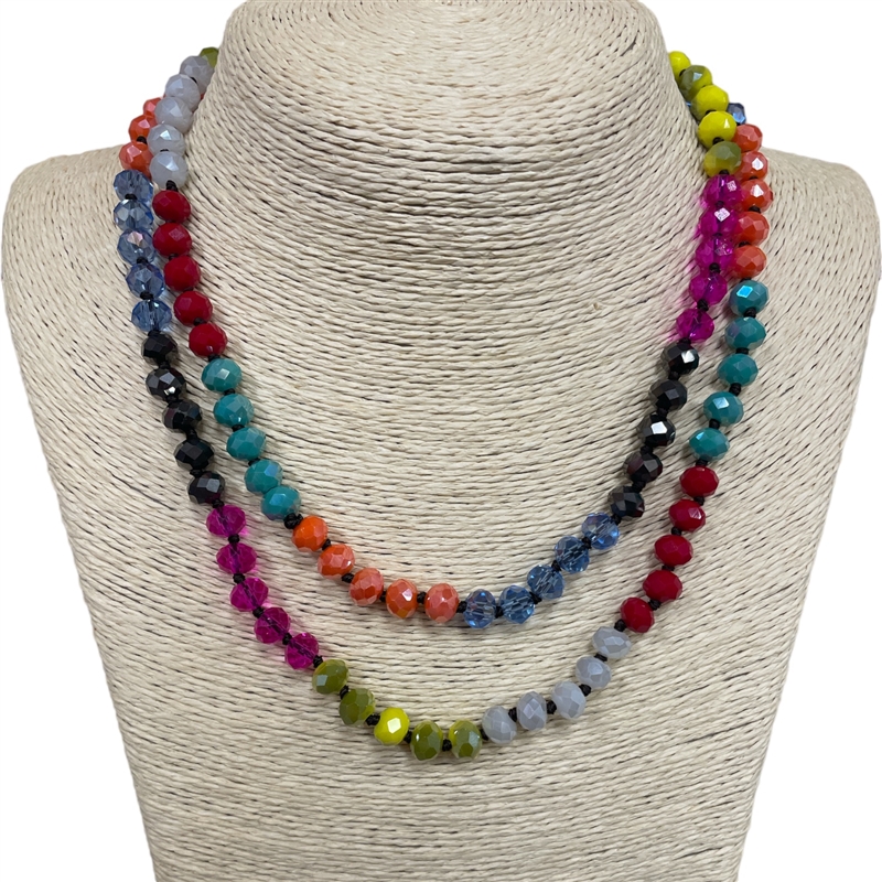 CN368MUT 36" 8MM MULTI COLOR CRYSTAL NECKLACE