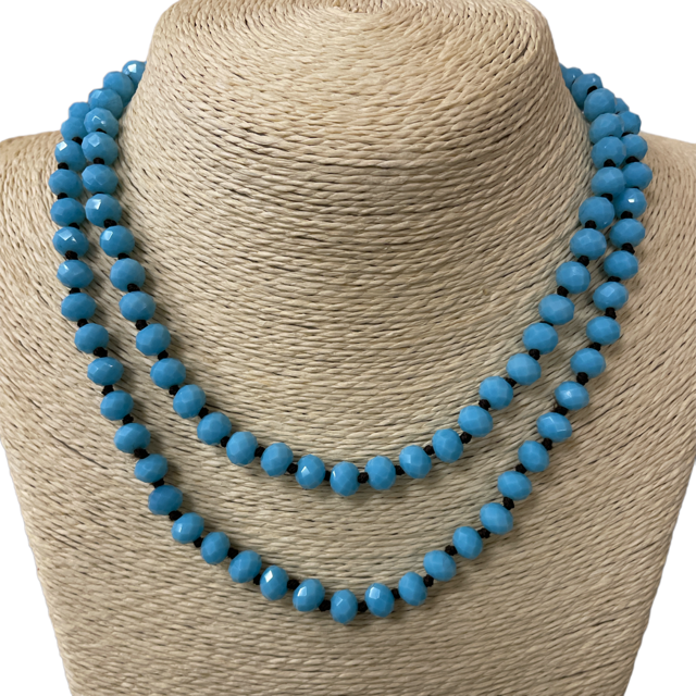 CN368TQ 36'' 8MM TURQUOISE CRYSTAL NECKLACE