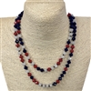 CN368USA  36'' 8MM BLUE RED WHITE CRYSTAL NECKLACE