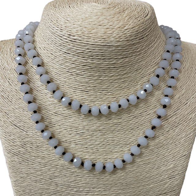 CN368MWTH  36" 8MM WHITE  CRYSTAL NECKLACE