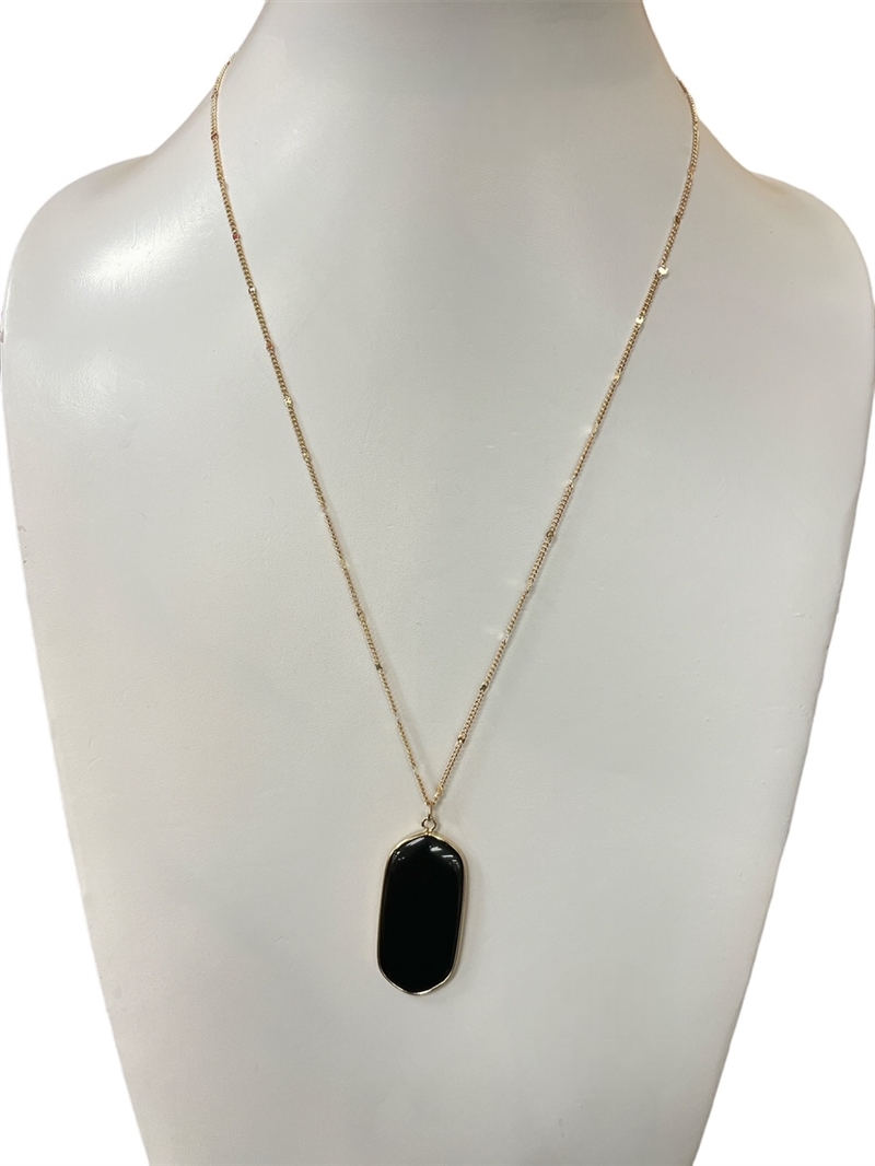 CN4199  SEMI-PRECIOUS STONE OVAL NECKLACE