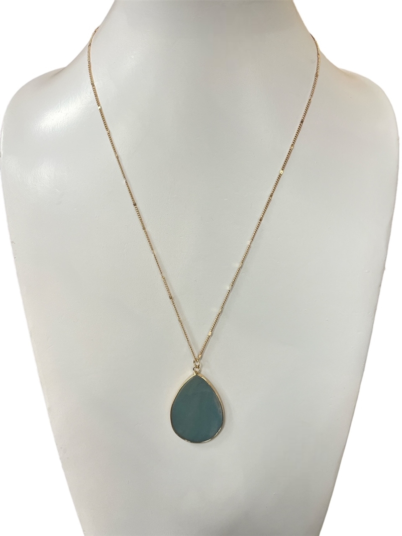 CN4208  SEMI-PRECIOUS STONE TREARDROP NECKLACE