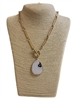 CN4238 SEMI PRECIOUS  STONE TEARDROP  CHAIN LINK  NECKLACE