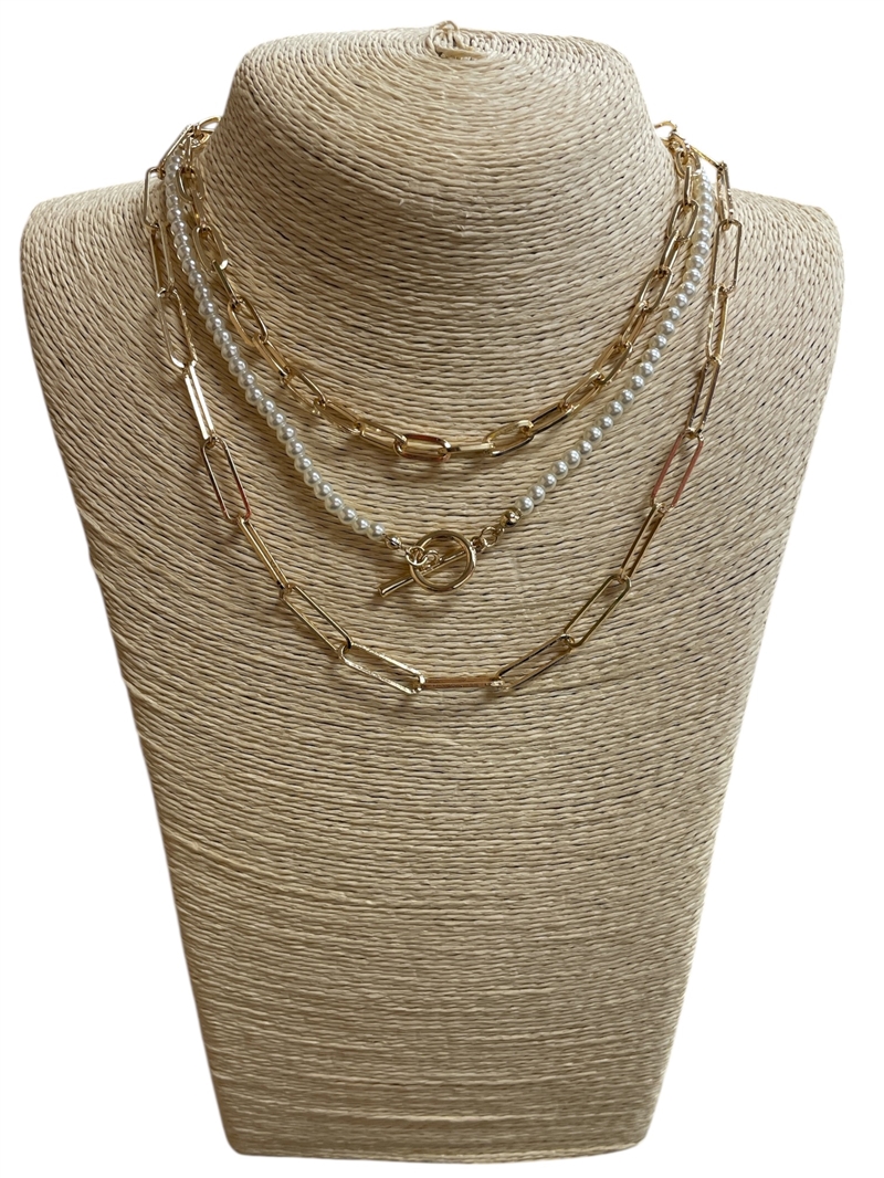 CN4261  3PCS SET CHAIN & PEARL NECKLACE