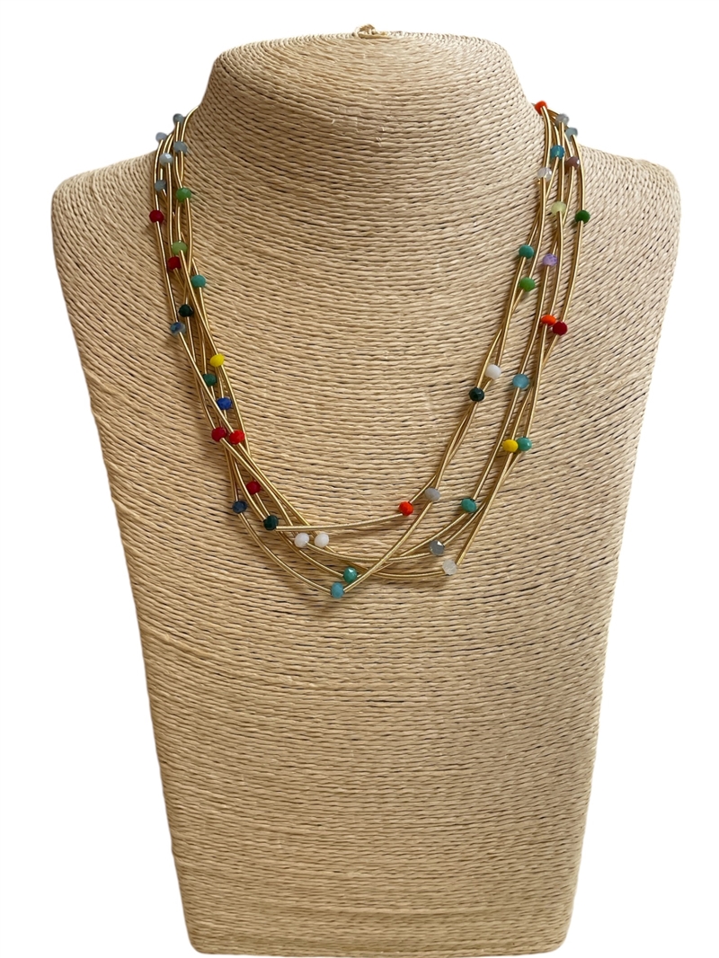 CN4323M  MULTICOLOR BEADED SHORT NECKLACE