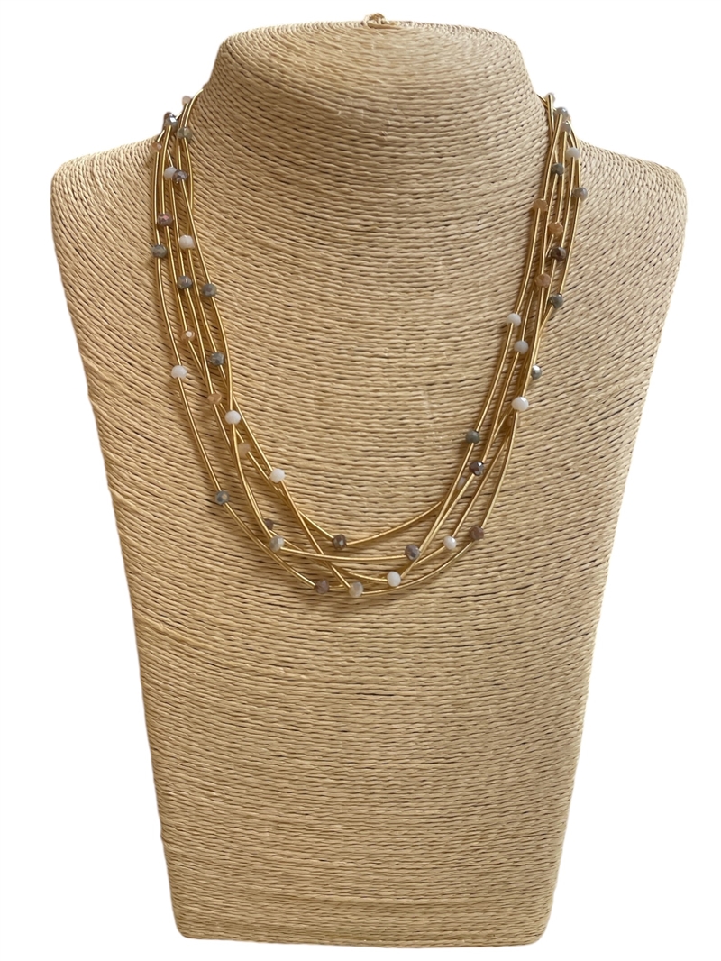 CN4323NA  NATURALS COLORS BEADED SHORT NECKLACE