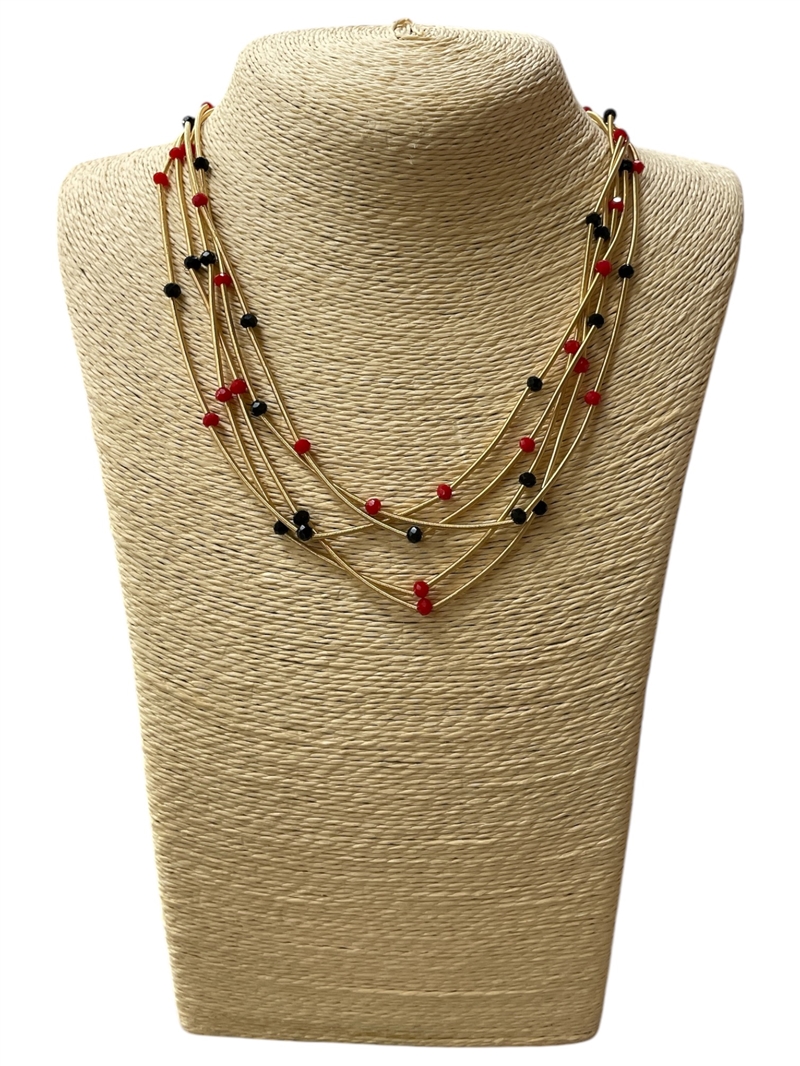 CN4323RB RED BLACK GUITAR STRING SHORT NECKLACE