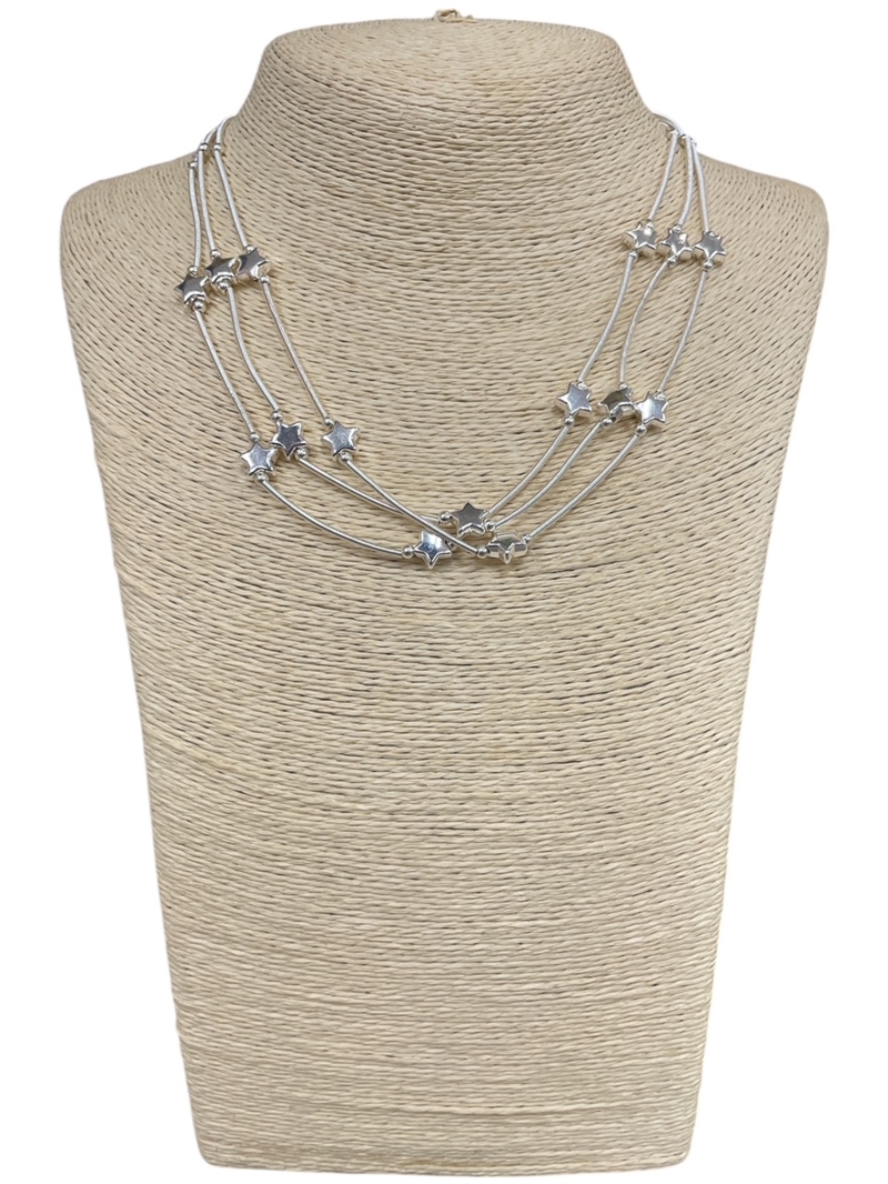 CN4366 LAYERED STARS SHORT NECKLACE
