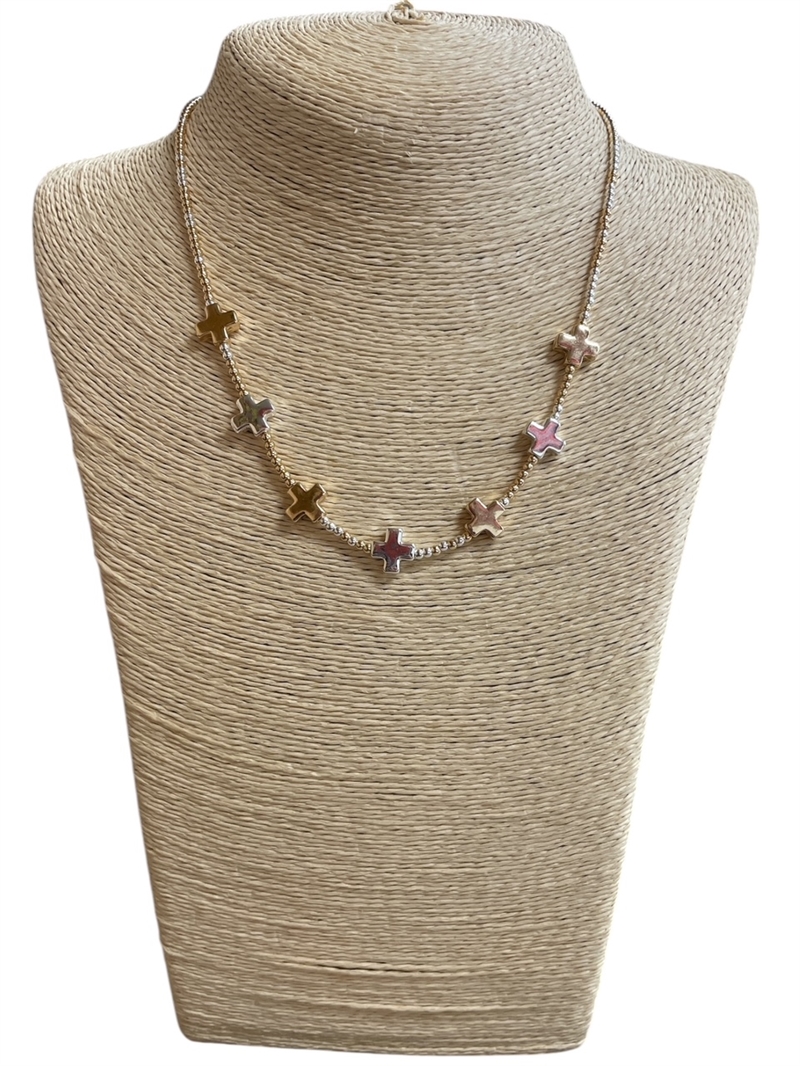 CN4377 CROSS BEADED NECKLACE