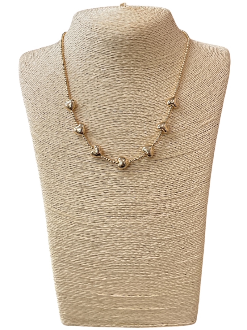 CN4378   HEART BEADED  CHARMS NECKLACE