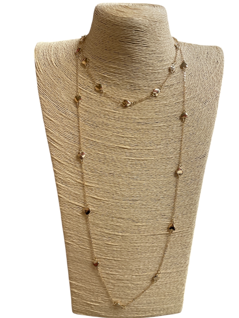 CN4396  HEART CHAIN LONG 2PCS NECKLACES