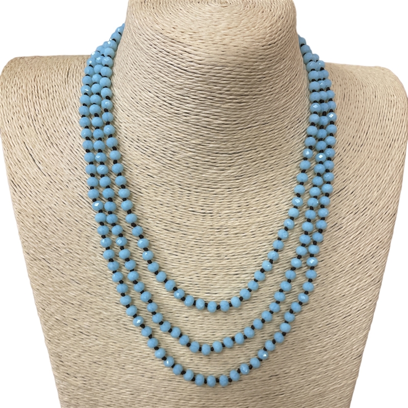 CN606BL   60'' 6MM BABY BLUE CRYSTAL NECKLACE