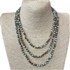 CN606TQ 60" 6MM GOLD BLUE MIX  CRYSTAL NECKLACE
