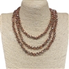 CN6082  8MM 60'' COPPER CLEAR CRYSTAL NECKLACE