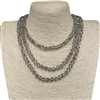 CN6087  8MM 60'' SMOKE CLEAR CRYSTAL NECKLACE