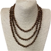 CN608BM  ''60'' 8MM  BROWN METALLIC CRYSTAL NECKLACE