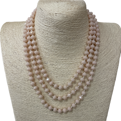 CN608BSH  ''60'' 8MM BLUSH CRYSTAL NECKLACE