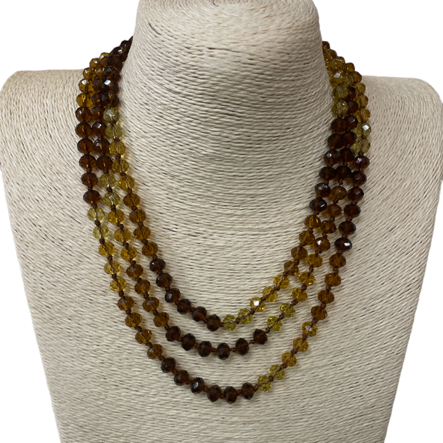 CN608CBM  ''60'' 8MM CLEAR BROWN MIX CRYSTAL NECKLACE