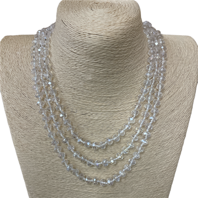 CN608CL ''60'' 8MM CLEAR  CRYSTAL NECKLACE