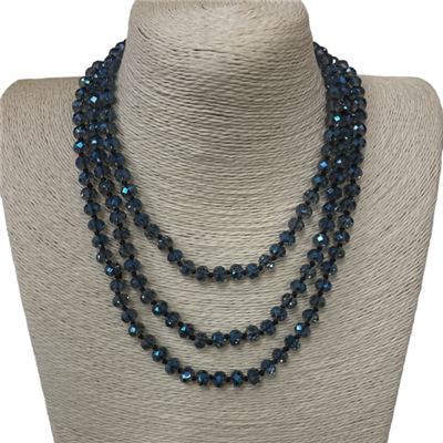 CN608CNY ''60'' 8MM CLEAR NAVY  CRYSTAL NECKLACE