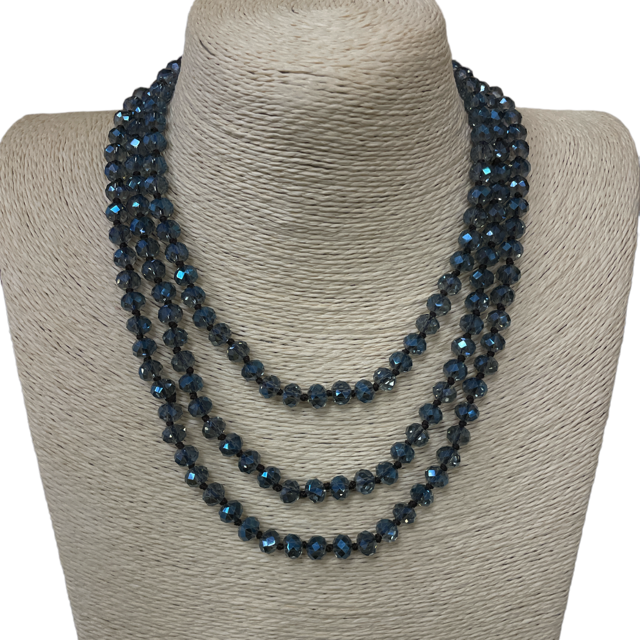 CN608CNY ''60'' 8MM CLEAR NAVY  CRYSTAL NECKLACE