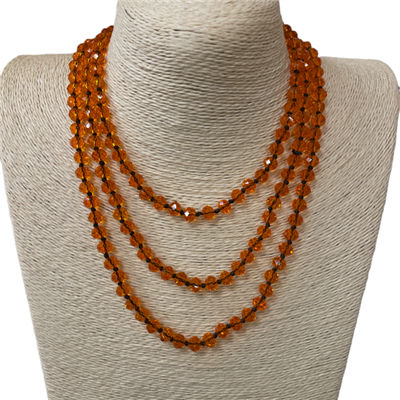 CN608CO ''60'' 8MM CLEAR ORANGE CRYSTAL NECKLACE