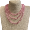 CN608CP ''60'' 8MM PINK CORD CLEAR PINK CRYSTAL NECKLACE