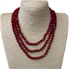 CN608DR  ''60'' 8MM DARK RED CRYSTAL NECKLACE