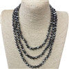 CN608MCS ''60'' 8MM METALLIC DARK SILVER & CLEAR  CRYSTAL NECKLACE