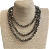 CN608MG ''60'' 8MM GRAY CORD CLEAR METALLIC GRAY CRYSTAL NECKLACE