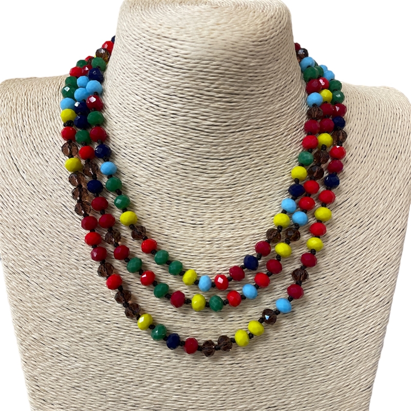 CN608ML  ''60'' 8MM MULTI COLOR  CRYSTAL NECKLACE