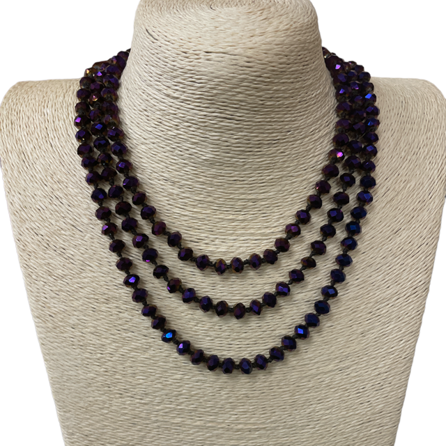 CN608MPR  ''60'' 8MM METALLIC PURPLE CRYSTAL NECKLACE