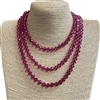 CN608MT ''60'' 8MM MAGENTA CORD CLEAR MAGENTA CRYSTAL NECKLACE