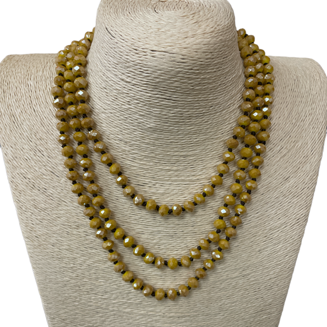 CN608MTD  ''60'' 8MM MUSTARD  CRYSTAL NECKLACE