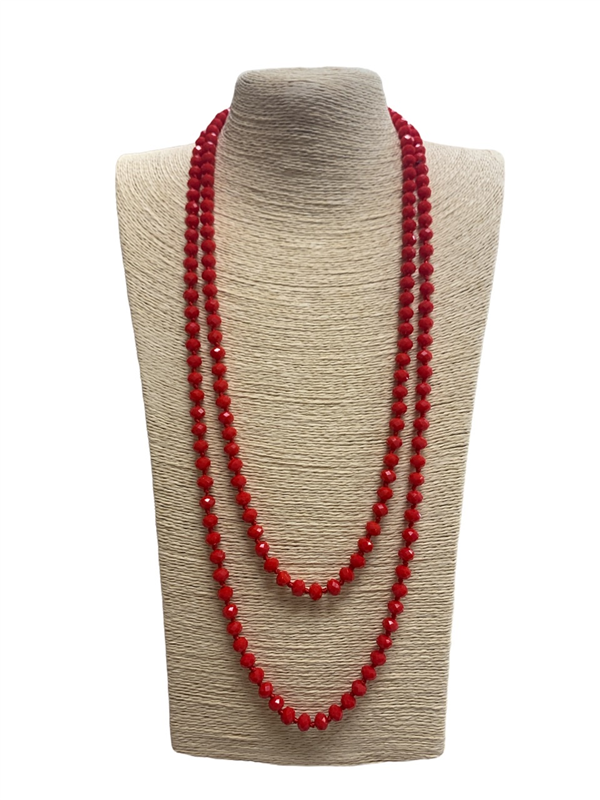 CN608RD 60" 8MM RED CRYSTAL NECKLACE