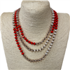 CN608RNS  ''60'' 8MM RED NATURAL CHAMPAGNE CRYSTAL NECKLACE