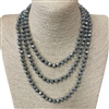 CN608GLM  ''60'' 8MM GRAY LEMON MIX CRYSTAL NECKLACE