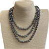 CN608SM ''60'' 8MM GRAY CORD METALLIC SILVER CRYSTAL NECKLACE