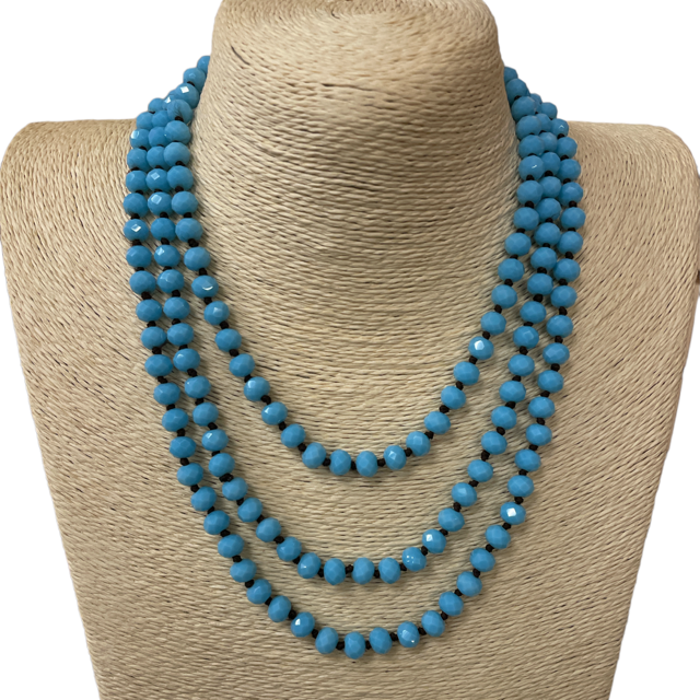 CN608TQS  ''60'' 8MM TURQUOISE  CRYSTAL NECKLACE