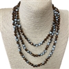 CN608WM  ''60'' 8MM WHITE & METALLIC BROWN MIX CRYSTAL NECKLACE